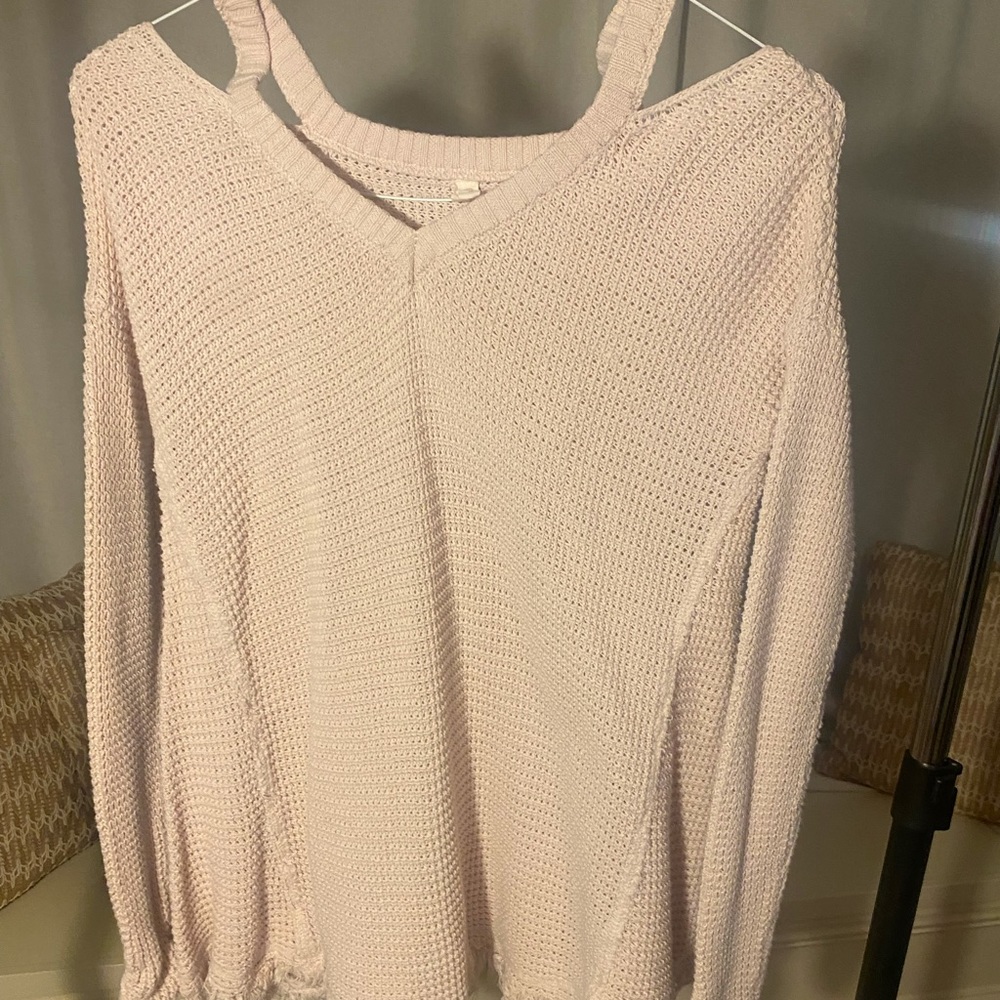 Pink Keyhole Shoulder Sweater